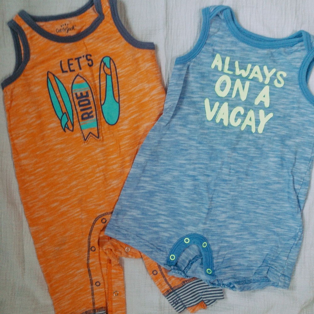 Adorable baby boys summer rompers